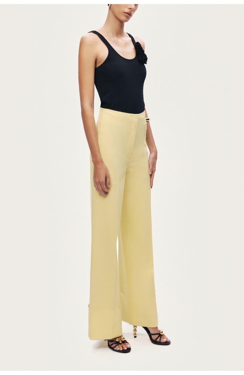 Nocturne High-Waist Tailored Wide-Leg Pants, Alternate, color, Yellow