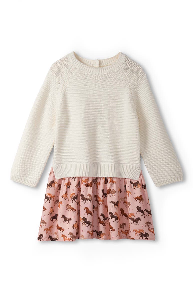 Tinsel Horses Mixed Media Sweater Dress, Main, color, NATURAL