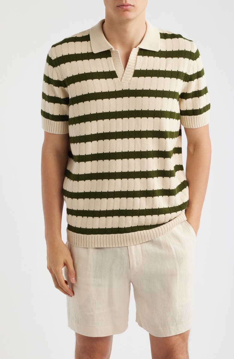 Percival Stine Stripe Polo Sweater, Main, color, Cream