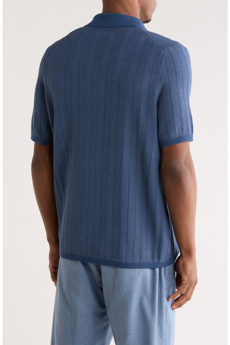 Button-Up Sweater Polo, Alternate, color, DARK DENIM