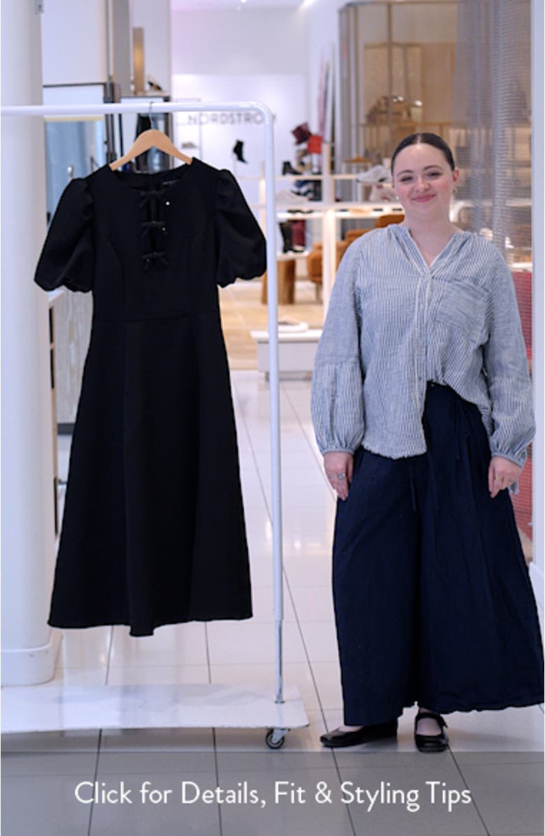 Puff Sleeve Fit & Flare Midi Dress, sales video thumbnail