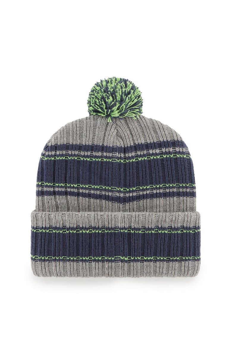 '47 Men's '47 Graphite Seattle Seahawks Rexford Cuffed Knit Hat with Pom, Alternate, color,