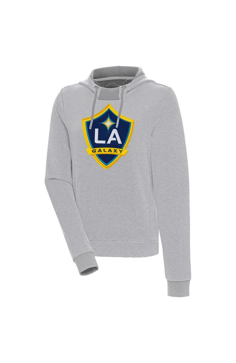 ANTIGUA Women's Antigua  Gray/White LA Galaxy Axe Bunker Tri-Blend Pullover Hoodie, Main, color, 