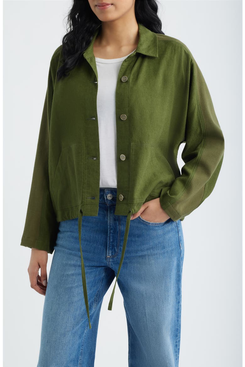 Crop Dolman Sleeve Shirt Jacket, Main, color, PINE