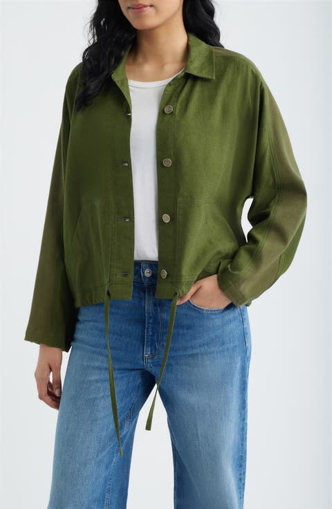 Crop Dolman Sleeve Shirt Jacket
