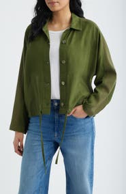CITY BLUES Crop Dolman Sleeve Shirt Jacket
