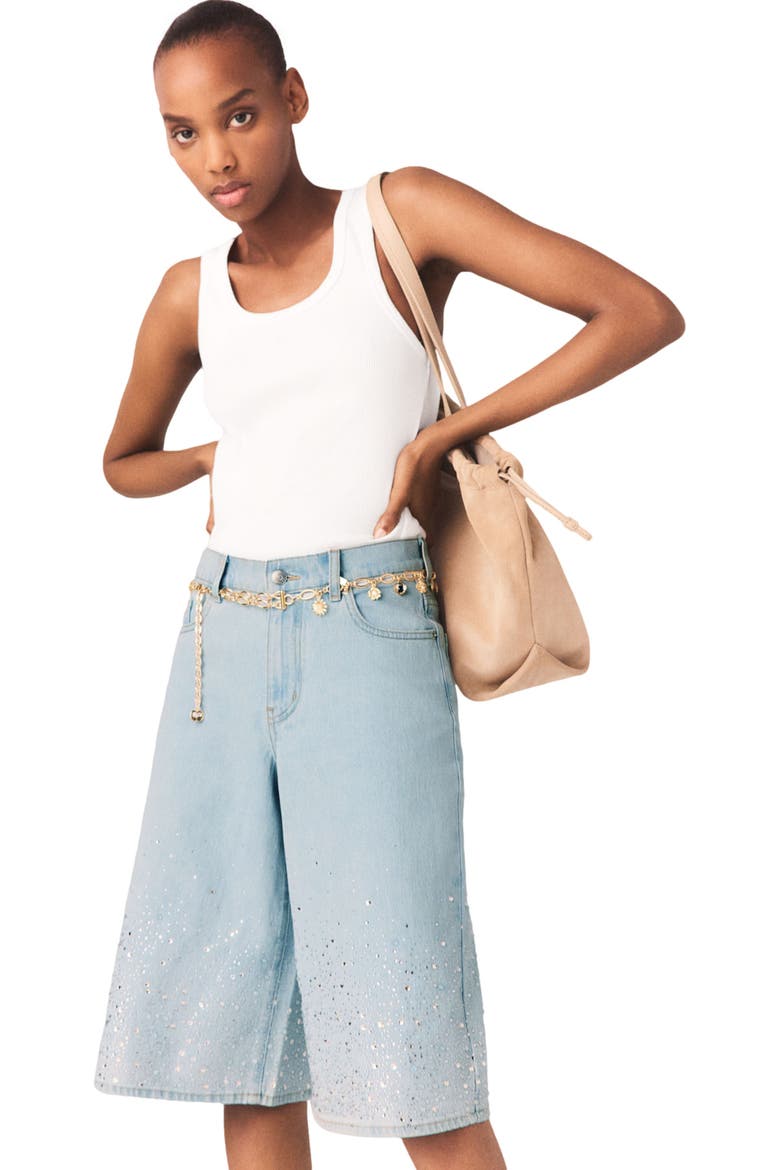 Rhinestone Bermuda shorts, Alternate, color, Blue sky