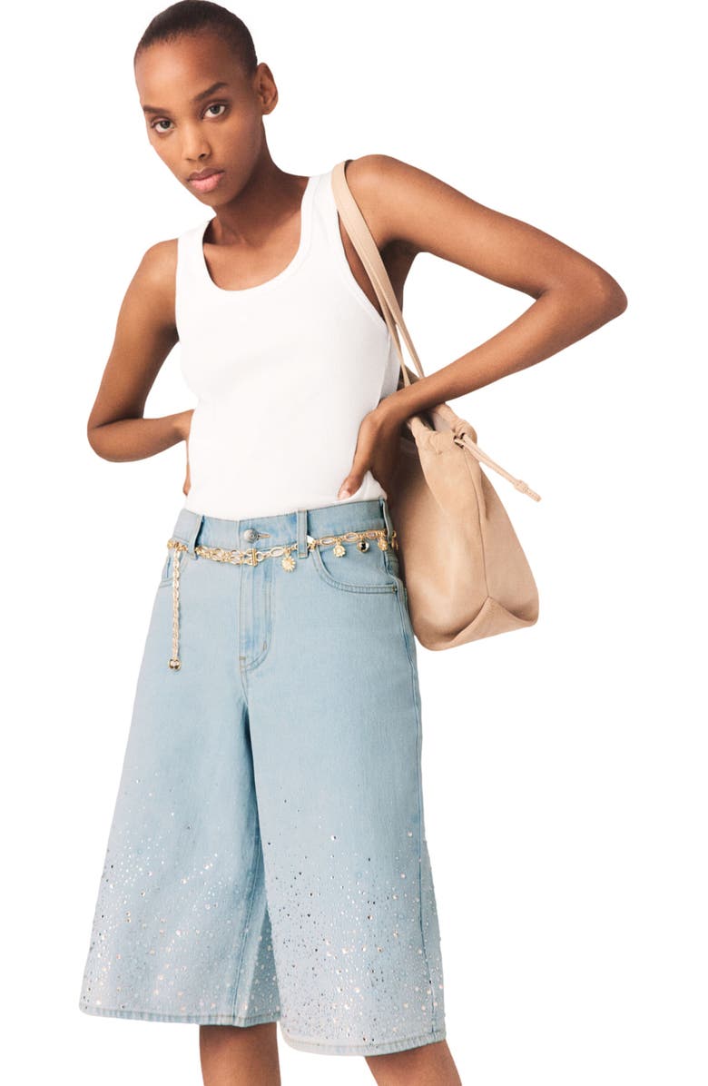 maje Rhinestone Bermuda shorts, Alternate, color, Blue Sky