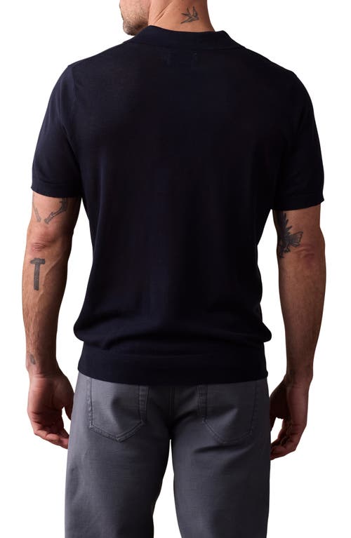 The Normal Brand Solid Johnny Collar Polo Sweater In Navy