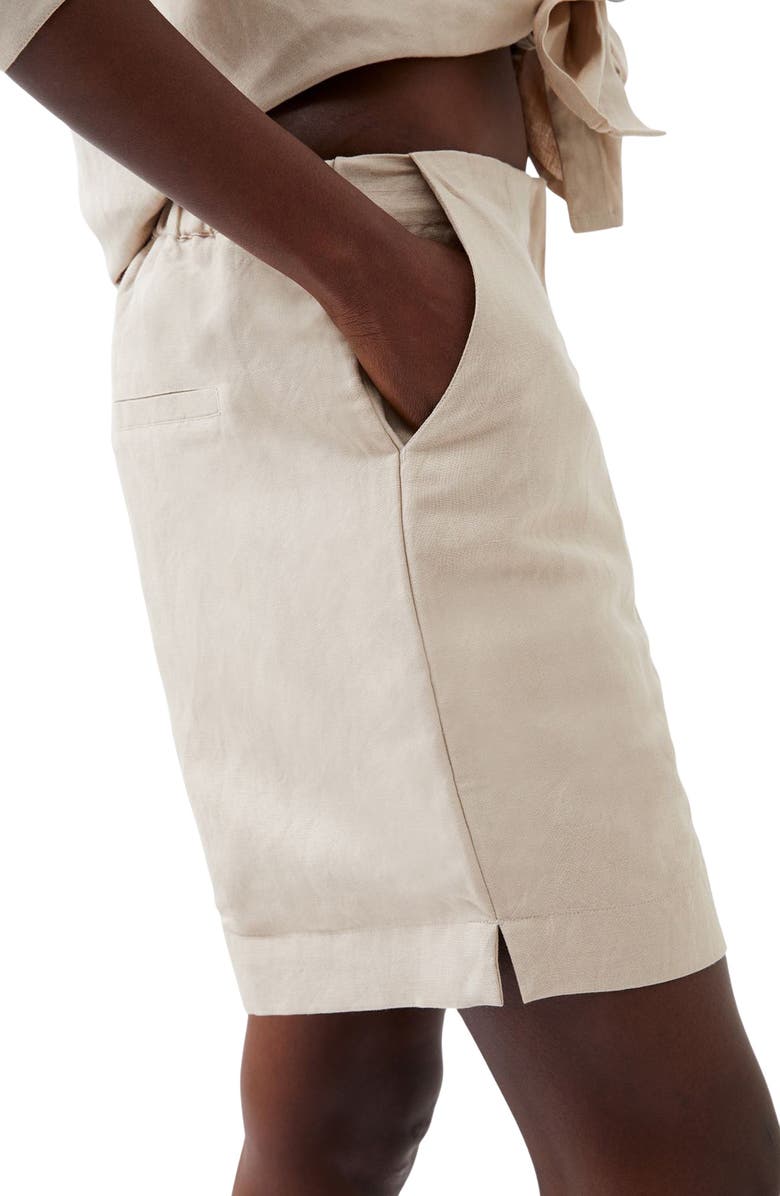 French Connection Birdie Linen Blend Tailored Shorts, Alternate, color, Wild Wheat