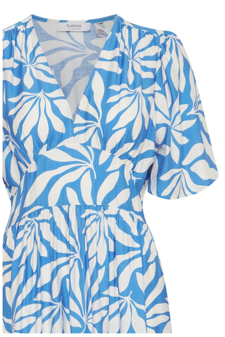 Palms Flutter Sleeve Midi Dress, Alternate, color, PALACE BLUE PALMS MIX