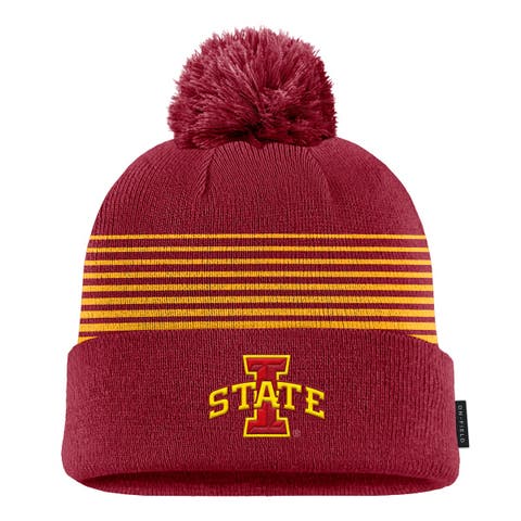 Men's Nike Cardinal Iowa State Cyclones 2026 On-Field Peak Cuffed Knit Hat with Pom