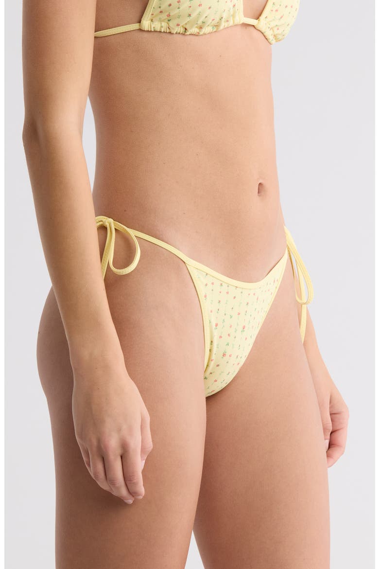 Corinne Side Tie Bikini Bottoms, Alternate, color, YELLOW FLORAL WALLPAPER
