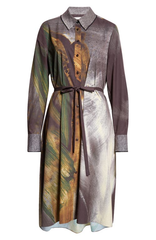 Jason Wu Collection Brushstroke Print Oversize Long Sleeve Shirtdress In Black Multi