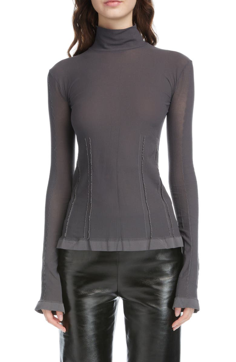 Acne Studios Egaia Semisheer Nylon Turtleneck Top, Main, color,