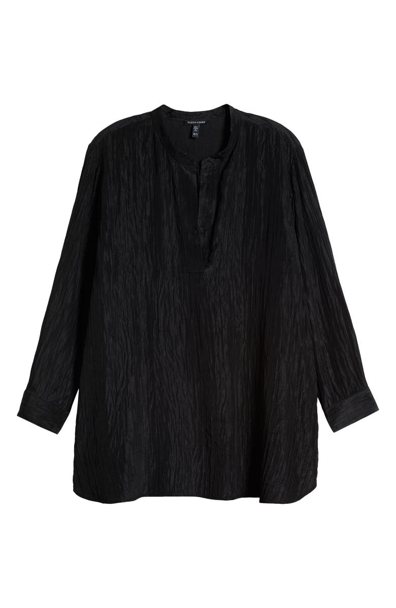 Eileen Fisher Mandarin Collar Textured Stretch Silk Tunic, Alternate, color,