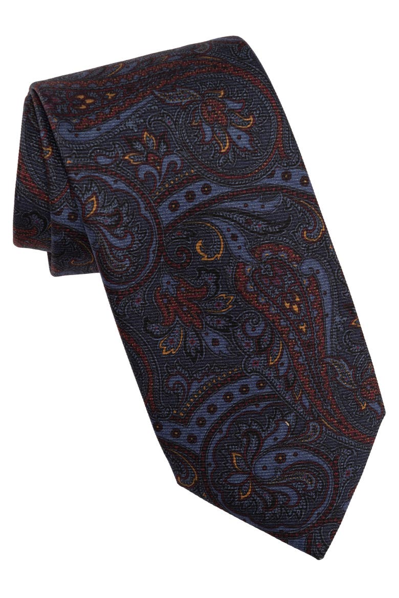 Marsala - Printed Madder Silk Tie for Men, Main, color, Blue