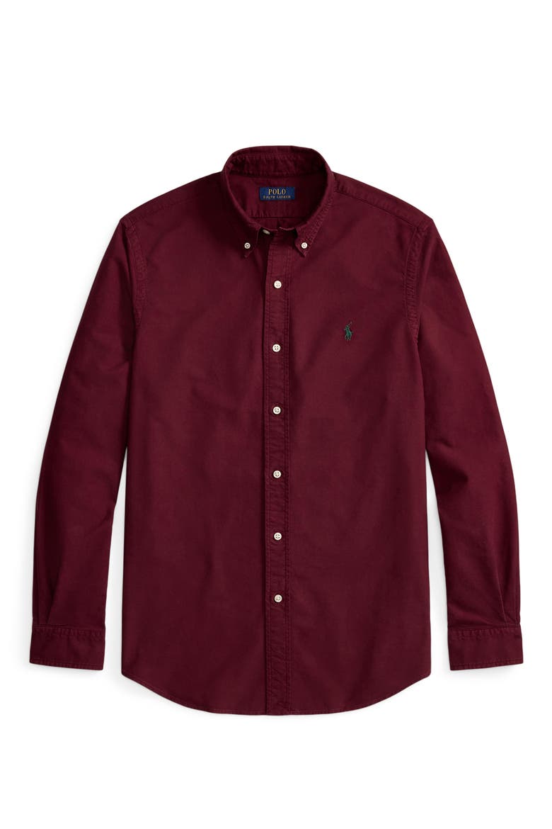 Long Sleeve Oxford Shirt, Alternate, color, WINE