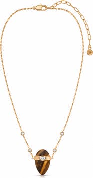 Ettika Solstice 18k Gold Plate Tiger's Eye Pendant Necklace
