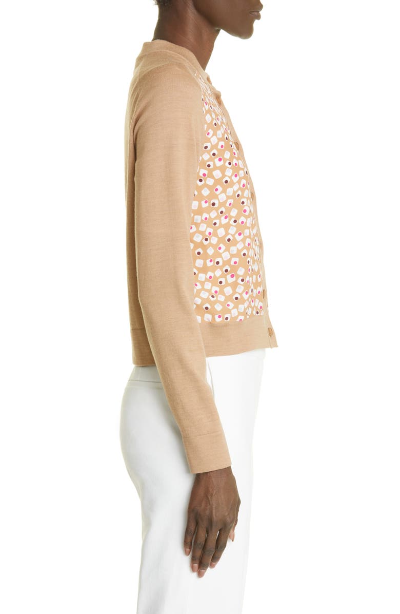 St. John Collection Geometric Print Mixed Media Cardigan, Alternate, color,