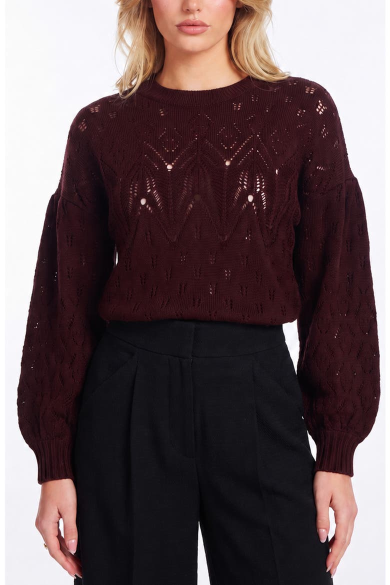 Forever Pointelle Sweater, Main, color, Oxblood
