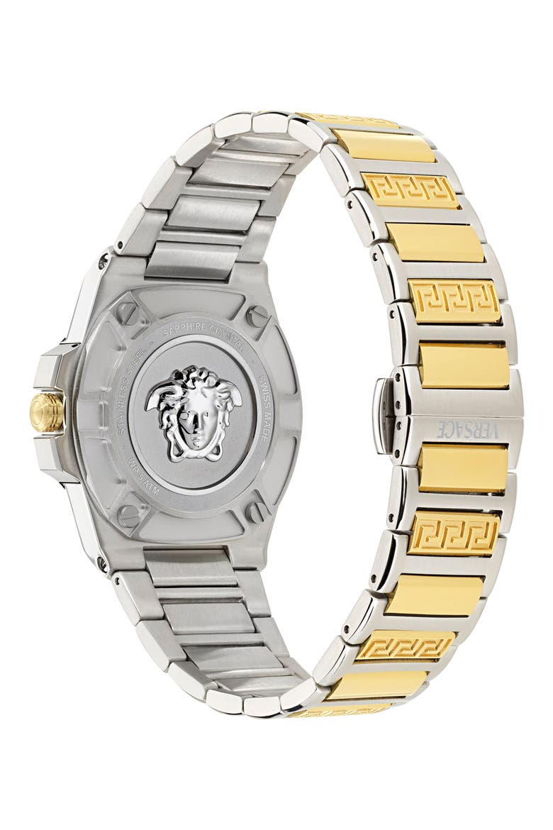 Greca Reaction Bracelet Watch, 38mm, Alternate, color, GREEN/ TWO TONE