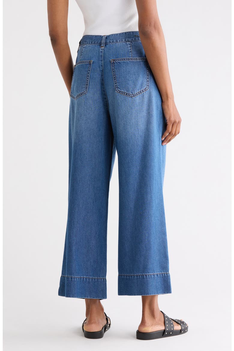 Relaxed Cropped Pleated Jeans, Alternate, color, LAGOON