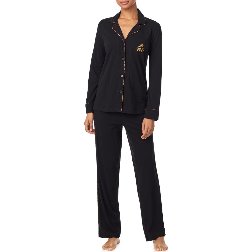 Ralph Lauren Lauren Cotton Blend Pajamas In Black