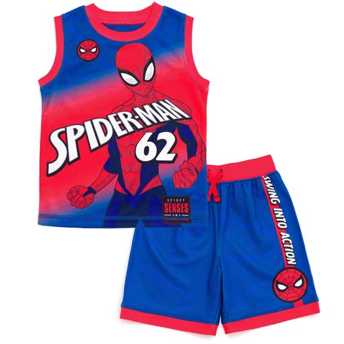 Marvel Kids'  Spider-man Athletic Tank Top & Shorts Set In Blue