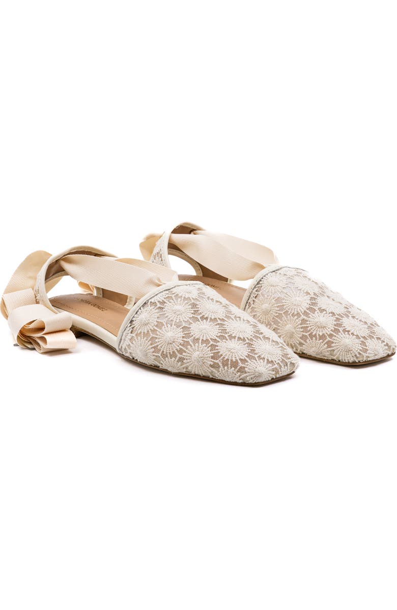 Andrea Gomez Desi Raffia Flat, Alternate, color, Off White