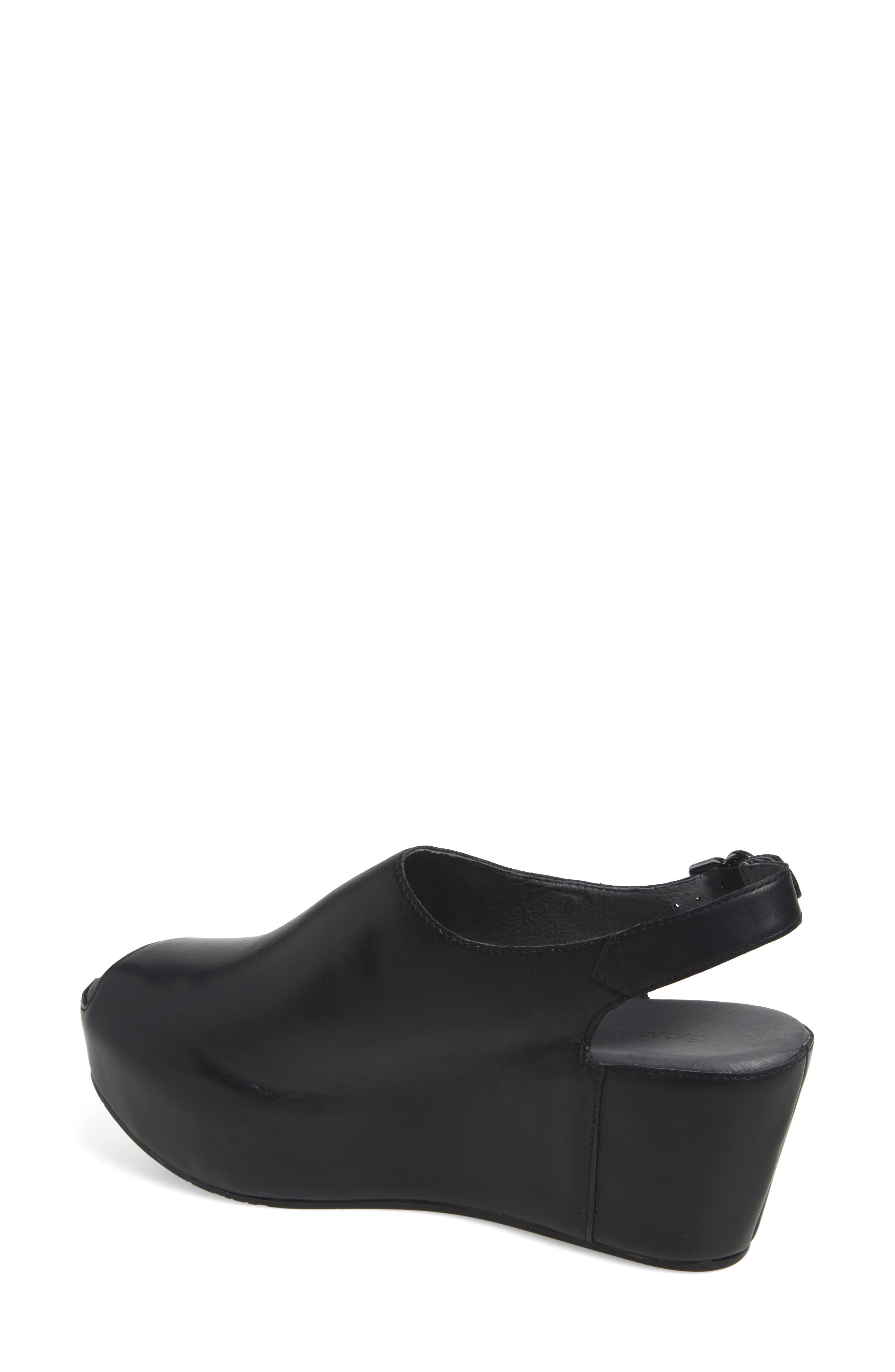 Waby Slingback Peep Toe Platform Wedge Mule, Alternate, color, BLACK LEATHER