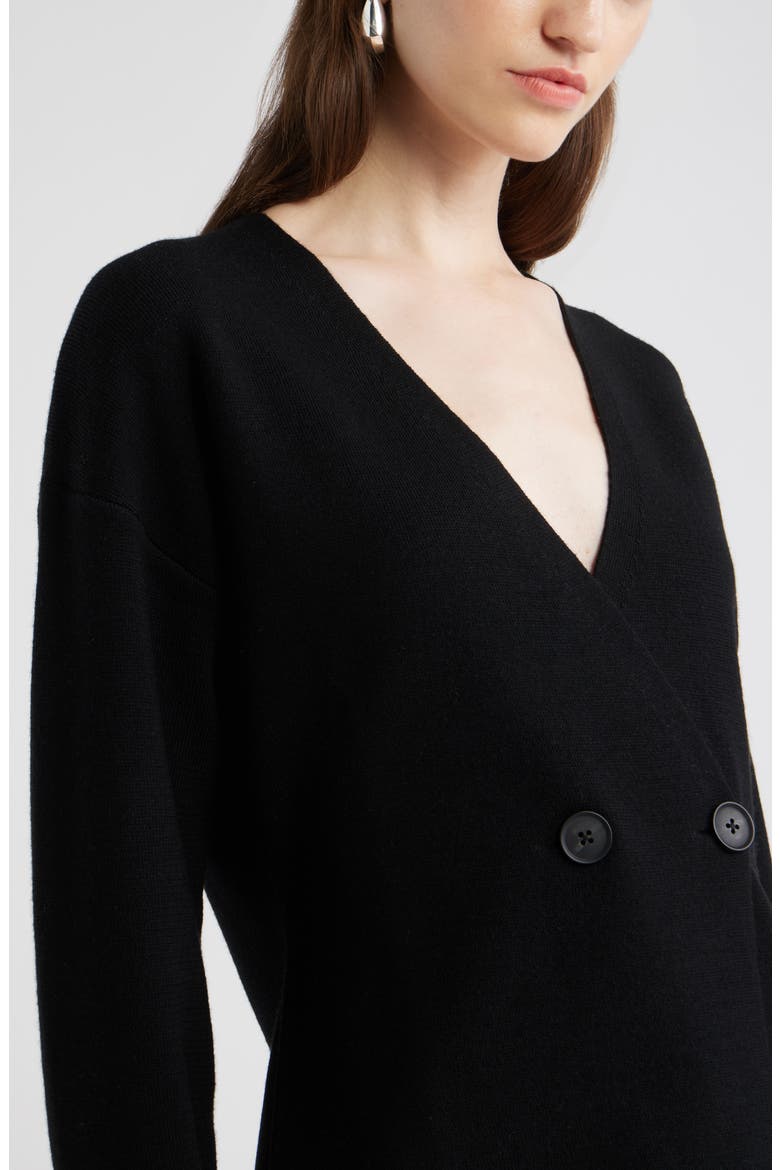Double Breasted Merino Wool Blend Cardigan, Alternate, color, BLACK