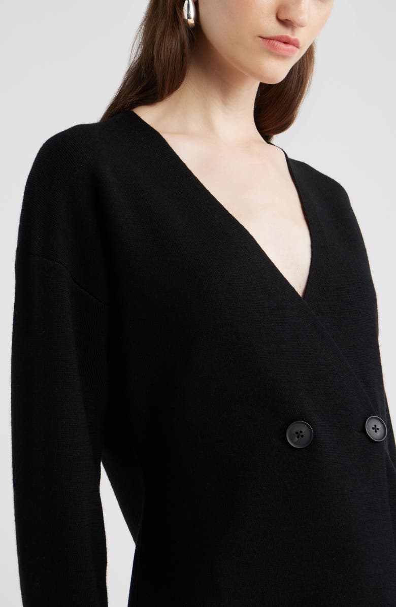 Nordstrom Double Breasted Merino Wool Blend Cardigan, Alternate, color, Black