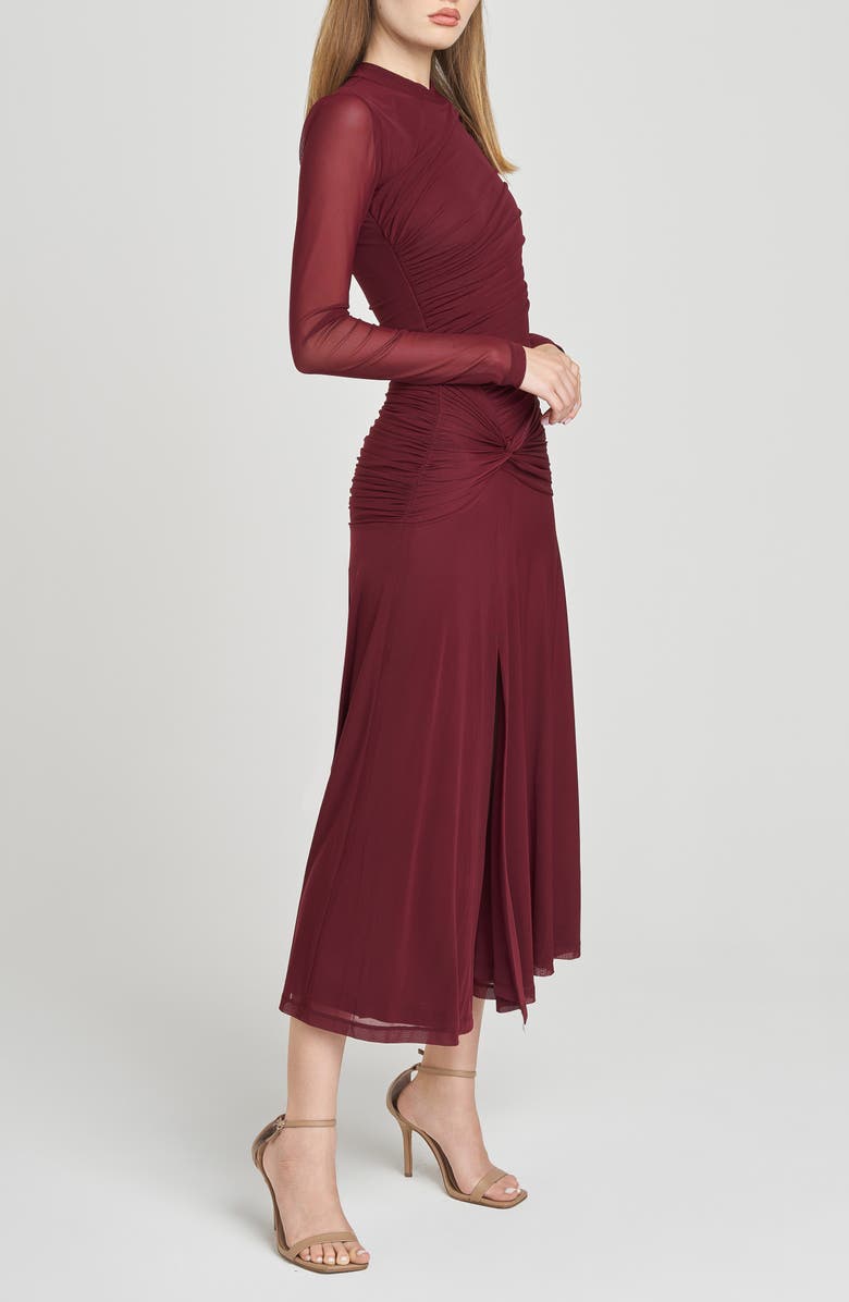 WAYF Selene Ruched Long Sleeve Dress, Alternate, color, Merlot