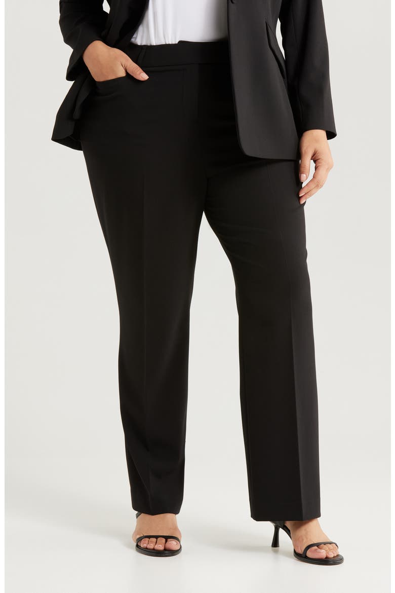 Bird Eye Straight Leg Pants, Main, color, BLACK
