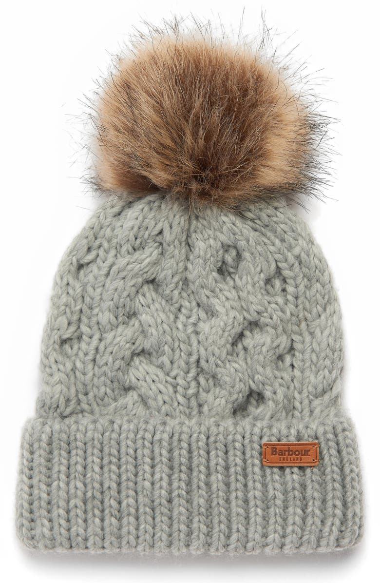Barbour Penshaw Faux Fur Pompom Beanie & Scarf Set Gift Box, Alternate, color, 