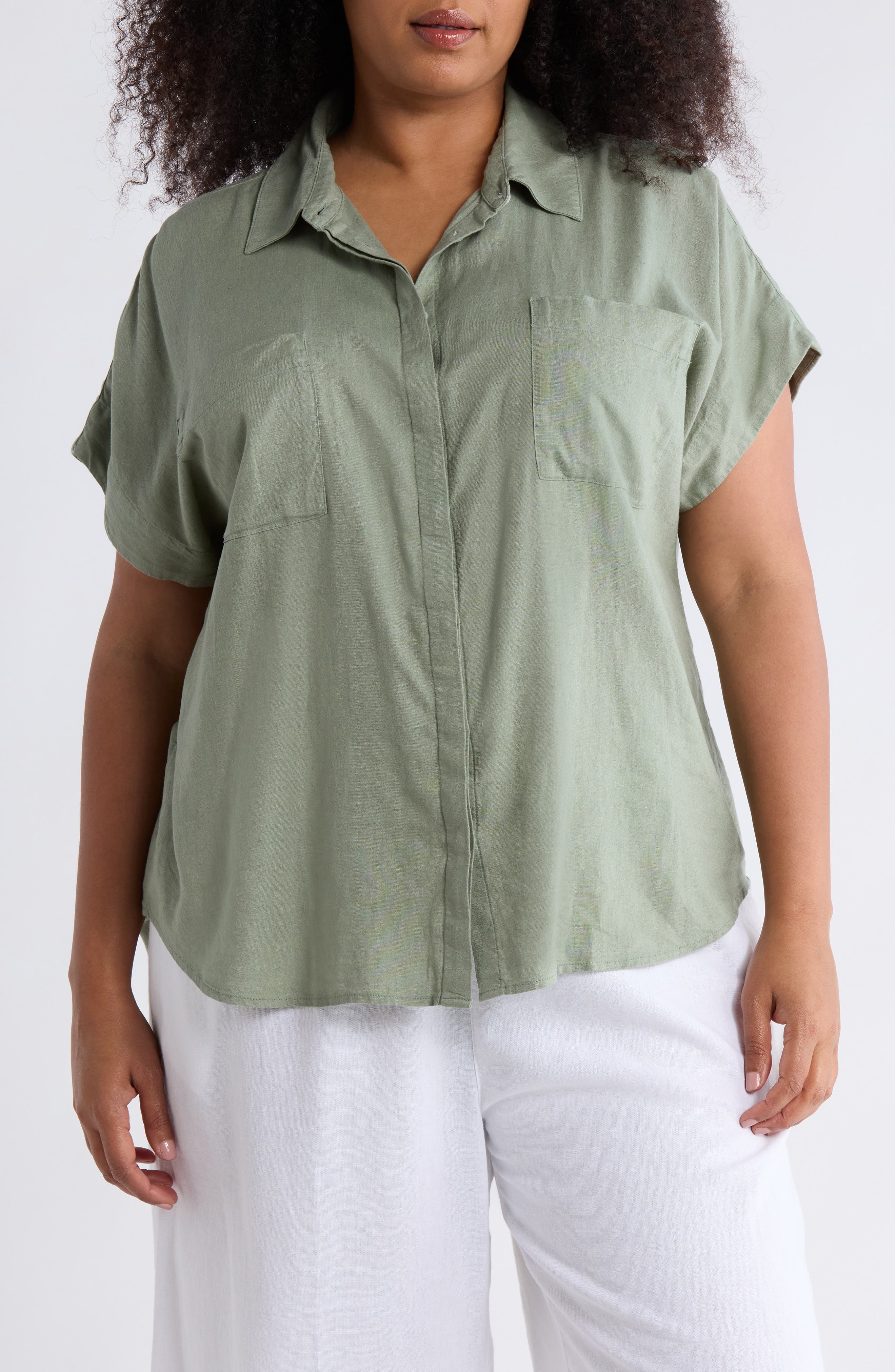Double Pocket Linen Blend Camp Shirt - image 5