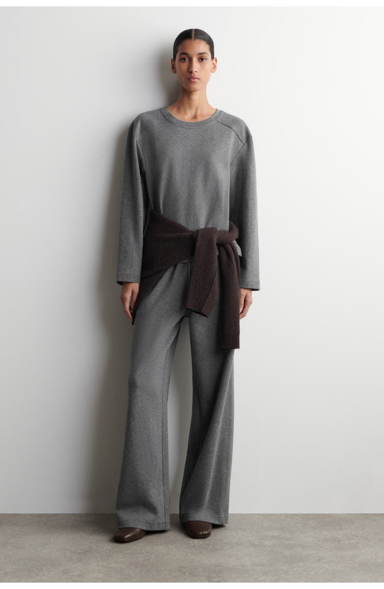 COS Cotton Long-Sleveled Top, Alternate, color, Gray Mélange