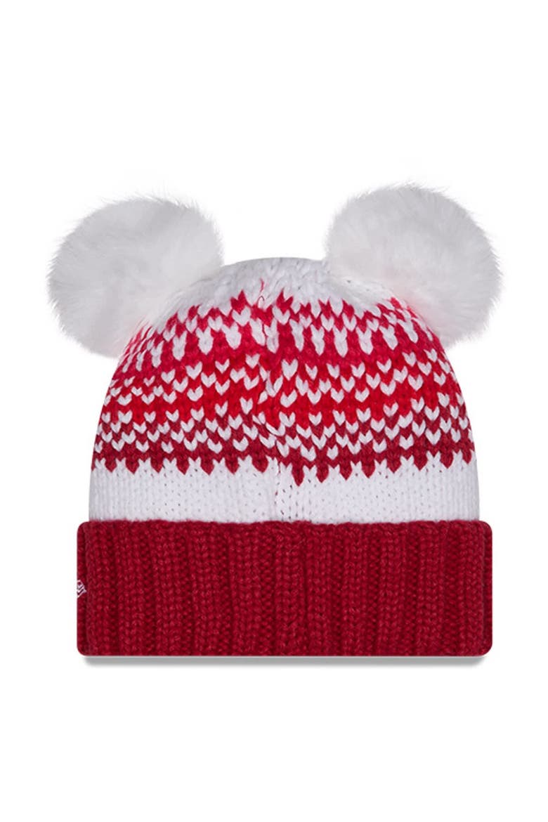 Women's New Era  Garnet South Carolina Gamecocks Double Pom & Print Cuffed Knit Hat, Alternate, color, Garnet