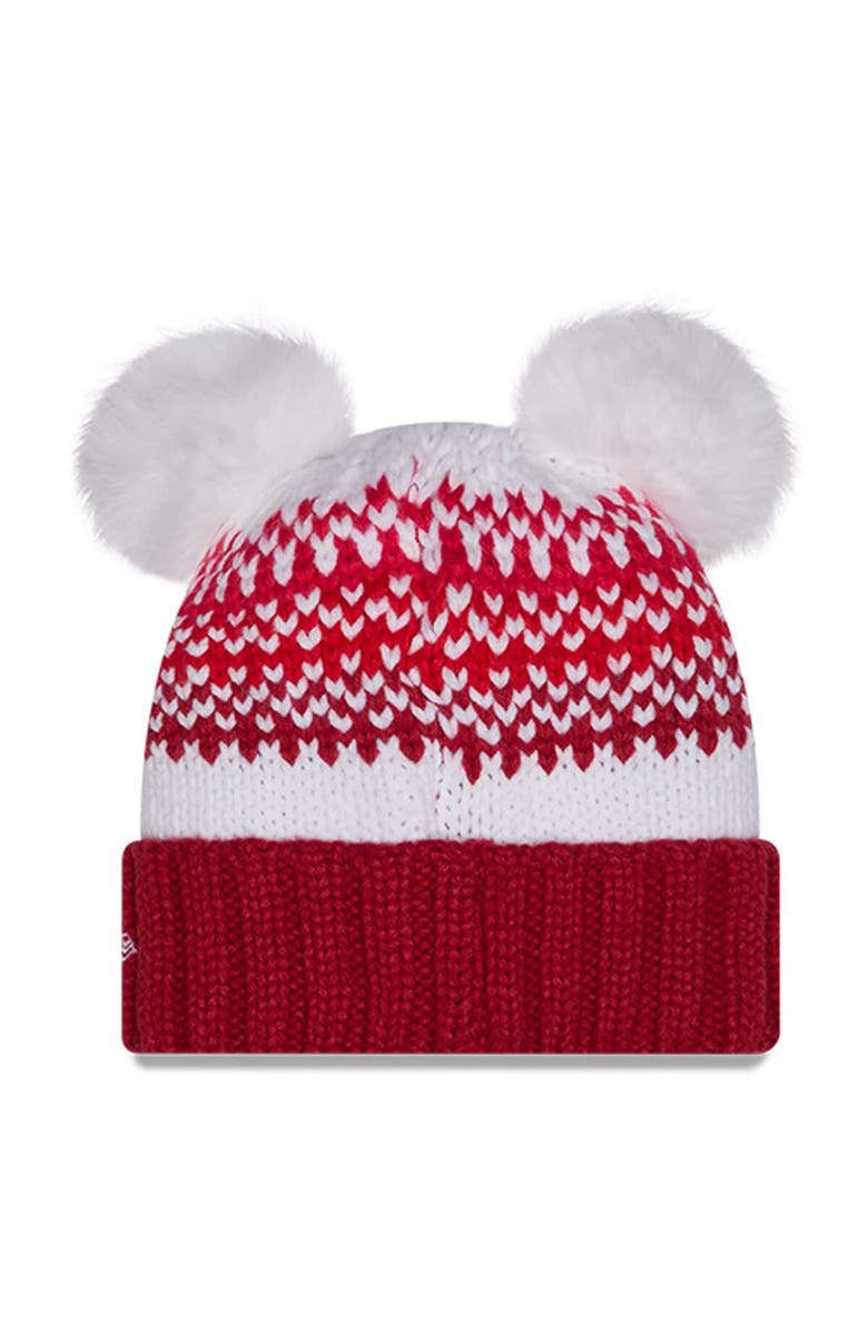 New Era Women's New Era Garnet South Carolina Gamecocks Double Pom & Print Cuffed Knit Hat, Alternate, color, Garnet