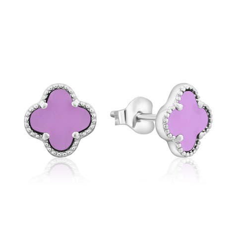 Sterling Silver Clover Stud Earrings