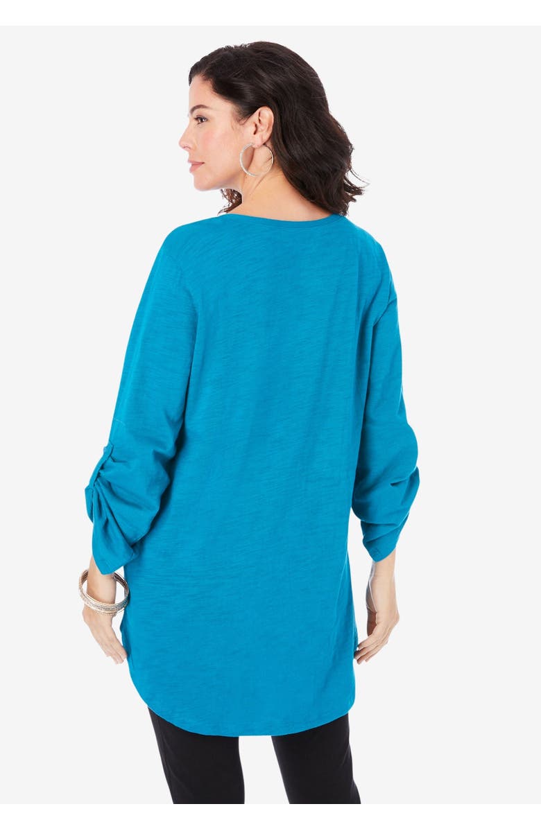 Roaman's Boyfriend Textured Tunic, Alternate, color, Black