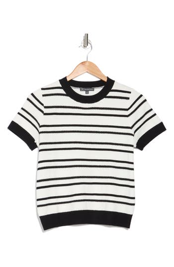 ADRIANNA PAPELL ADRIANNA PAPELL STRIPE SHORT SLEEVE SWEATER
