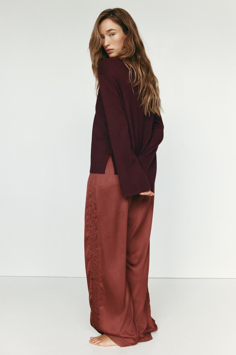 Oversized Fine-Knit Sweater, Alternate, color, Burgundy
