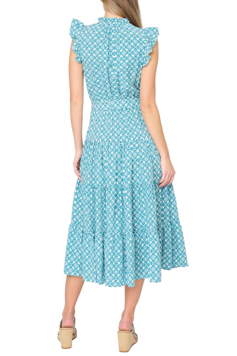 Dianthus Sleeveless Maxi Dress, Alternate, color, TEAL LEAF TILE