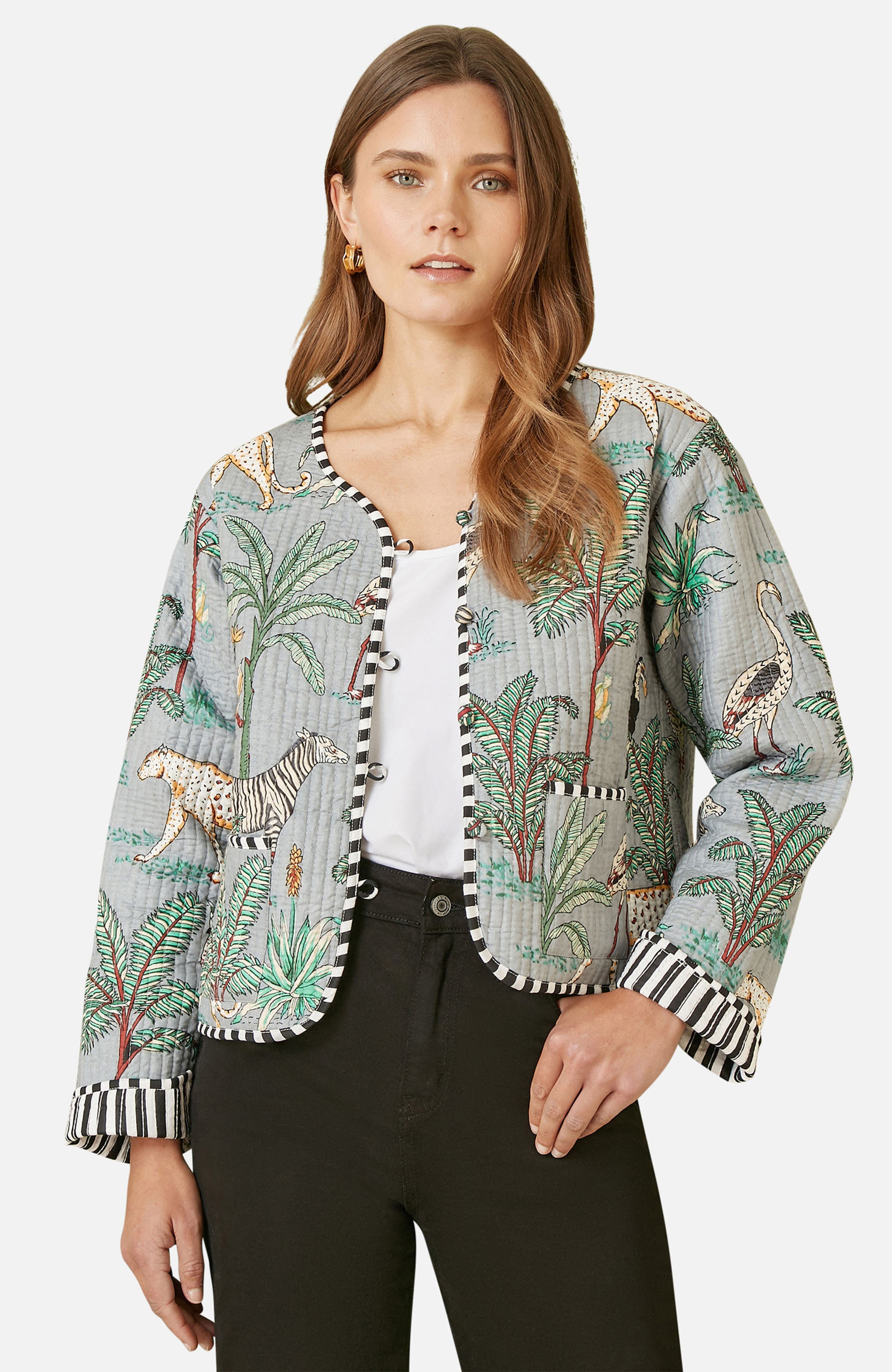 Animal Reversible Cropped Quilted Jacket