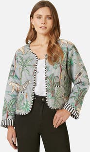 Yumi Animal Reversible Cropped Quilted Jacket