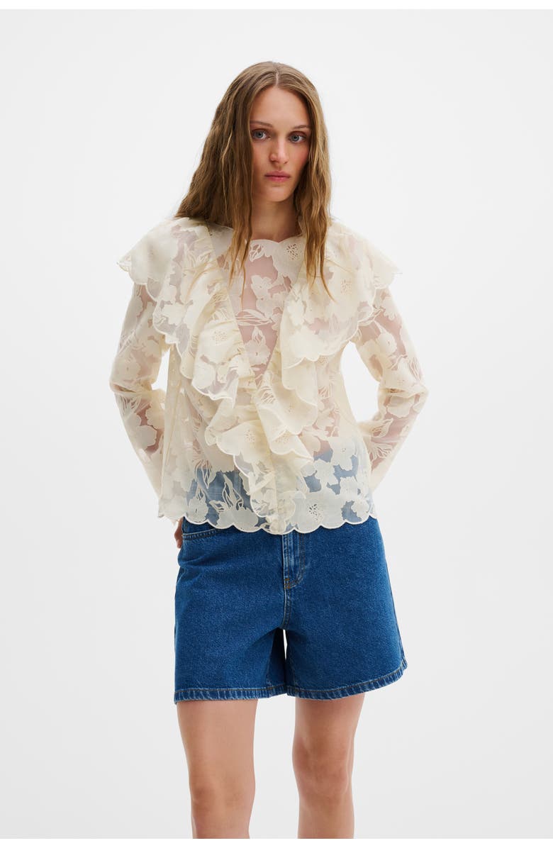 Malina Sansa Ruffled Lace Blouse, Main, color, Vanilla