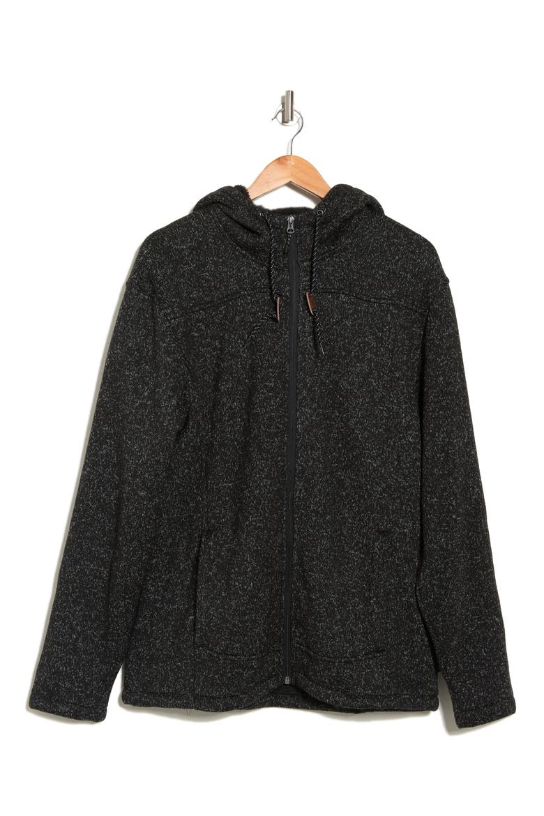 Mountain Osprey Faux Shearling Lined Hooded Fleece Jacket, Alternate, color, BLACK HEATHER