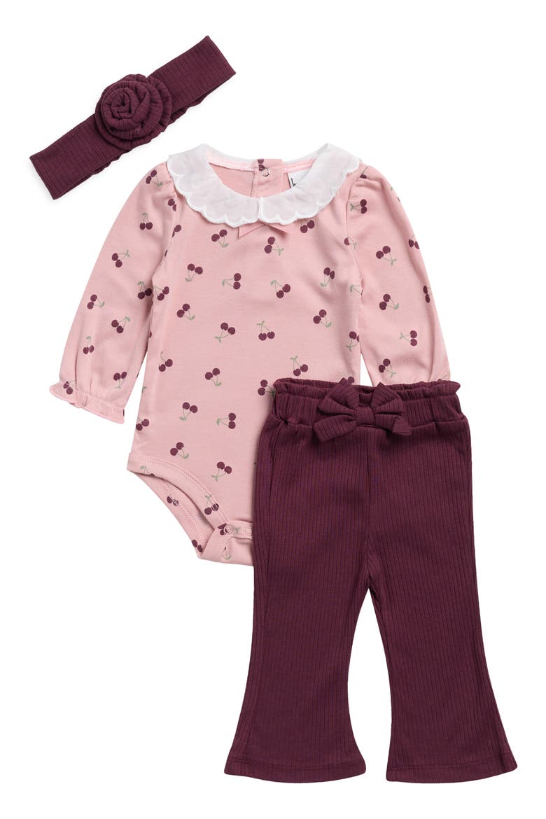 Kids' Cherry Bodysuit & Pants Set, Main, color, MAROON BANNER